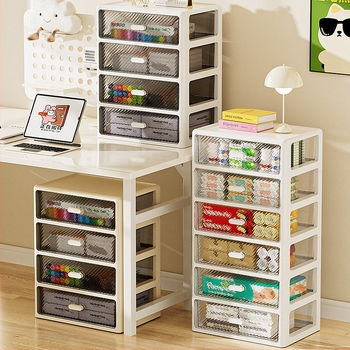 Átlátszó asztali tároló doboz többfiókos, egymásra rakható (PP műanyag, 35 rekesz)