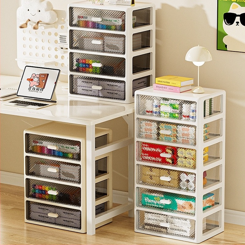 Átlátszó asztali tároló doboz többfiókos, egymásra rakható (PP műanyag, 35 rekesz)