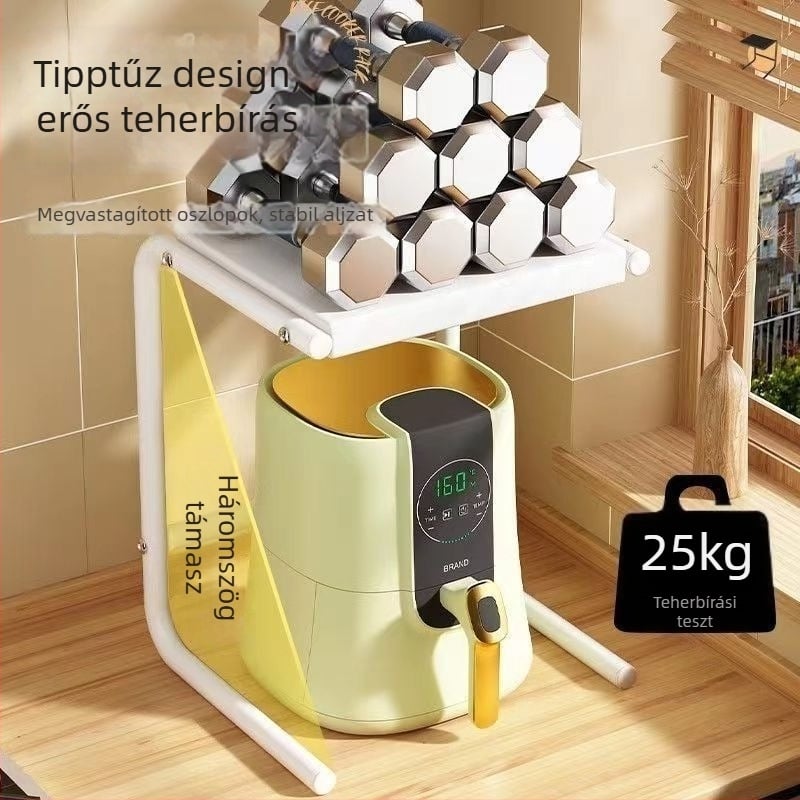 Konyhai falra szerelhető tároló, több szintes, műanyagból, telepítés nélkül