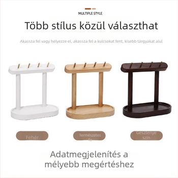Fából készült asztali kulcstartó és ékszer rendező — skandináv stílus, multifunkcionális, egy szintű kialakítás