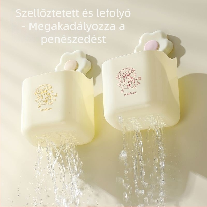 Virágos törölközőtartó tároló, falra szerelhető műanyag fürdőszobai rendező, 1-szintes, többfunkciós