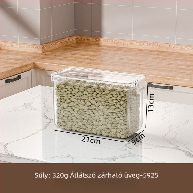 Gabona tároló doboz, négyzet alakú, PET anyag, 501-800 ml kapacitás, 60 darabos csomag