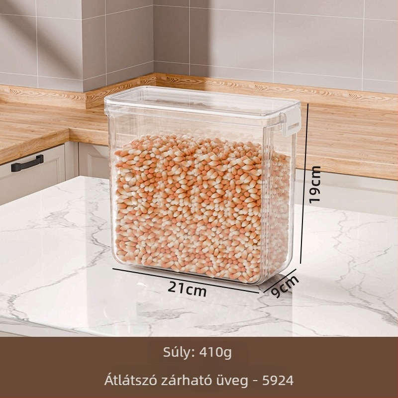 Gabona tároló doboz, négyzet alakú, PET anyag, 501-800 ml kapacitás, 60 darabos csomag