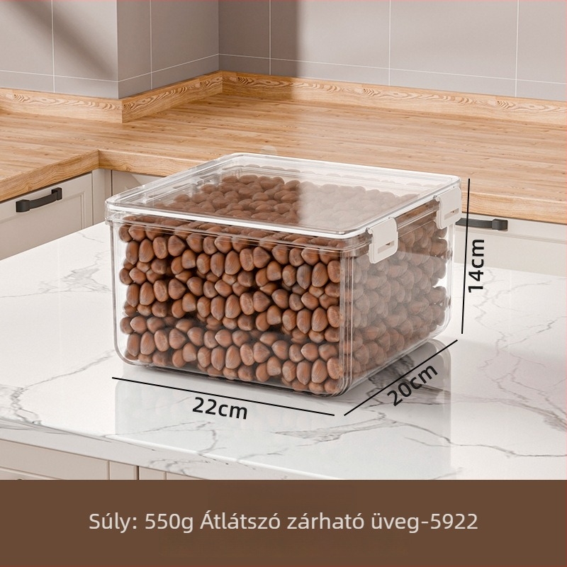 Gabona tároló doboz, négyzet alakú, PET anyag, 501-800 ml kapacitás, 60 darabos csomag