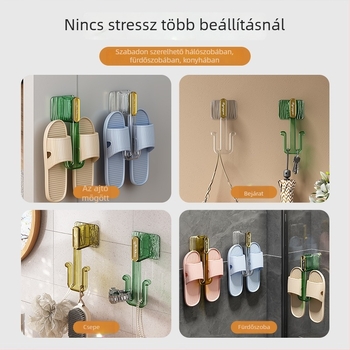 Fürdőszobai papucs-állvány, 6 rétegű, ajtóra akasztható, fúrás nélküli szerelés, papírmaterial, pastoral stílus