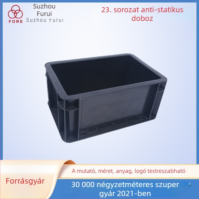 Antisztatikus PP forgódoboz, vastag falú dizájn, 0,6 kg, fedéllel