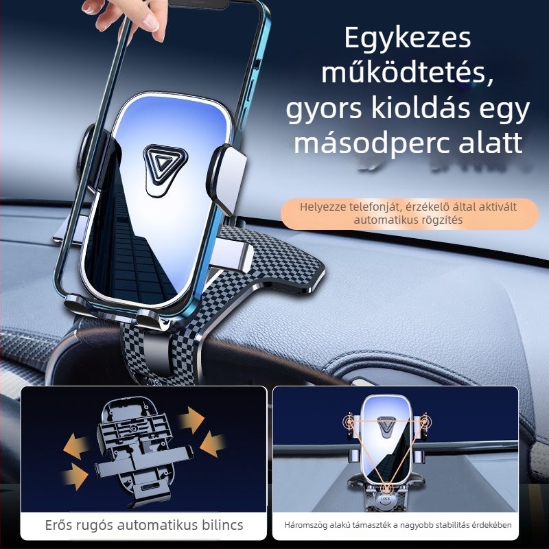 Új autótelefon-tartó a műszerfalra, forgatható és összecsukható, navigációhoz egy érintéses zár