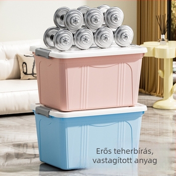Vastag falú műanyag tároló doboz fedővel, nagy kapacitású, ruhák és játékok számára, otthoni használatra, görgőkkel