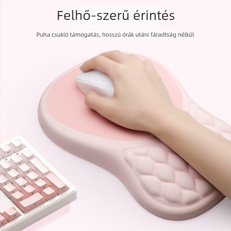 Memóriahabos egérpad csuklótámaszzal, ergonómikus, kis méretű, egyoldalas, hőtranszfer nyomtatás
