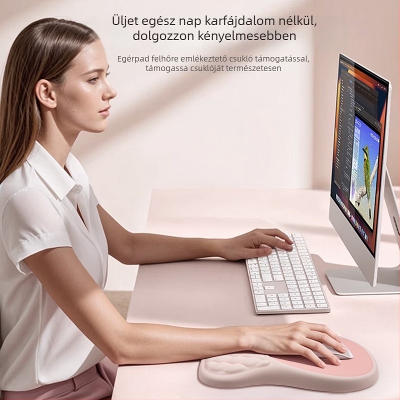 Memóriahabos egérpad csuklótámaszzal, ergonómikus, kis méretű, egyoldalas, hőtranszfer nyomtatás