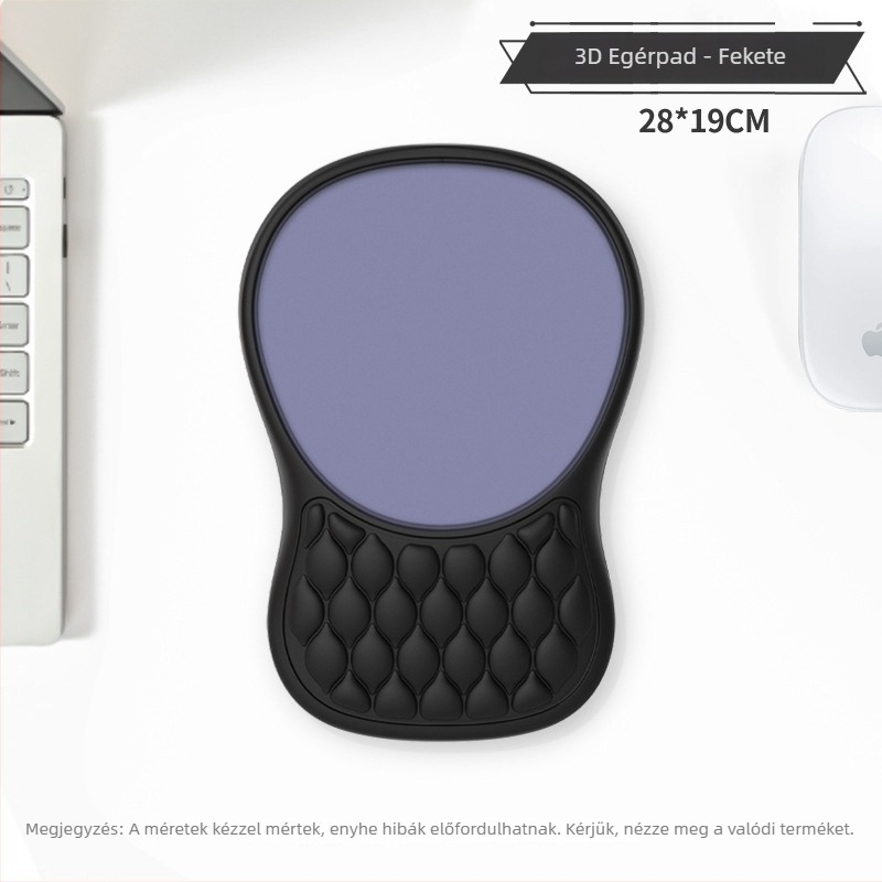 Memóriahabos egérpad csuklótámaszzal, ergonómikus, kis méretű, egyoldalas, hőtranszfer nyomtatás