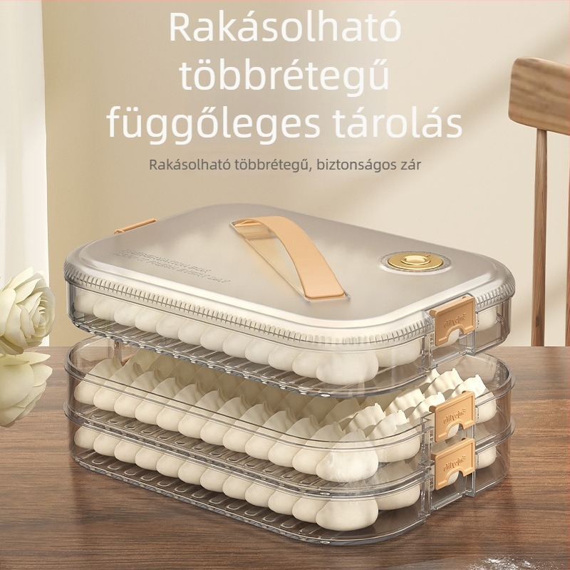 Nagy kapacitású hordozható gombóc-doboz fedéllel, élelmiszer-minőségű műanyag tároló