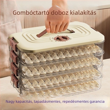 Fagyasztott gombóc tároló doboz, élelmiszer-minőségű, zárható fagyasztótartály, konyhai rendező
