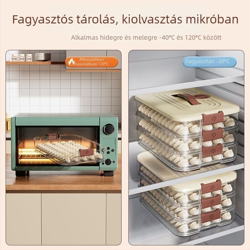 Fagyasztott gombóc tároló doboz, élelmiszer-minőségű, zárható fagyasztótartály, konyhai rendező