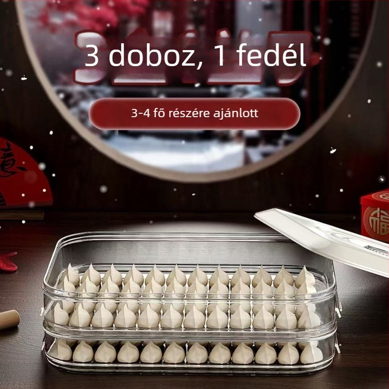 Fagyasztott gombóc tároló doboz, élelmiszer-minőségű, zárható fagyasztótartály, konyhai rendező