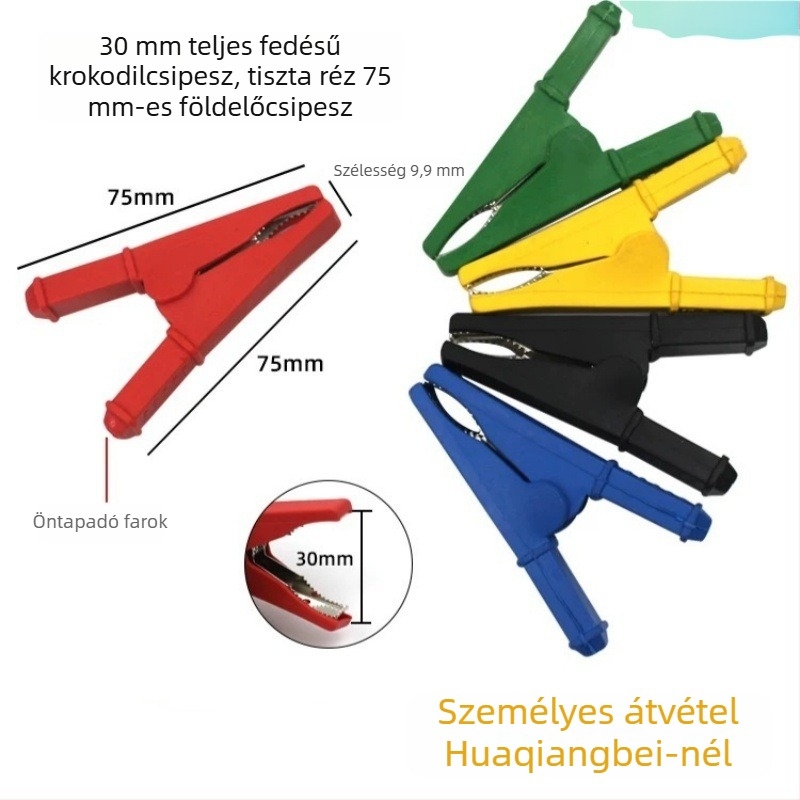 30A magasáramú teljesen zárt krokodilcsipesz, tiszta réz vezeték terminál, tápegység védőhüvely, tesztcsipesz