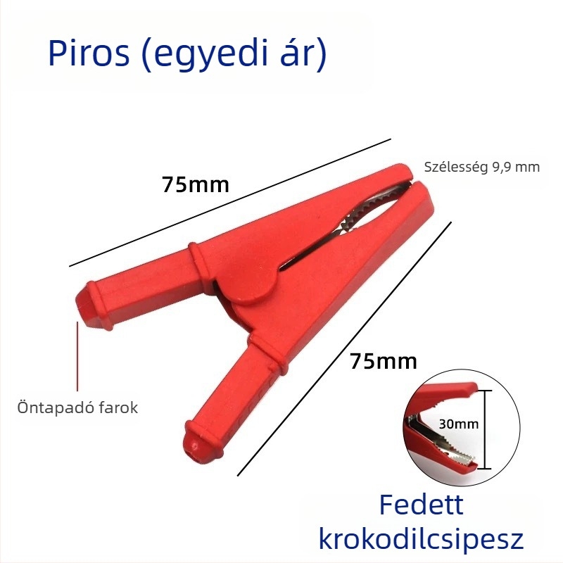 30A magasáramú teljesen zárt krokodilcsipesz, tiszta réz vezeték terminál, tápegység védőhüvely, tesztcsipesz