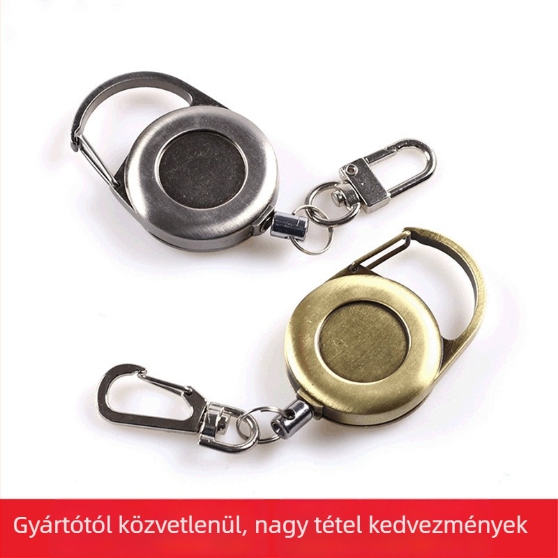 Easy Pull teleszkópos kulcstartó, cinkötvözet, 3,5 mm szélesség, 600 mm hosszabbítás, nyomtatott logó, új megjelenés