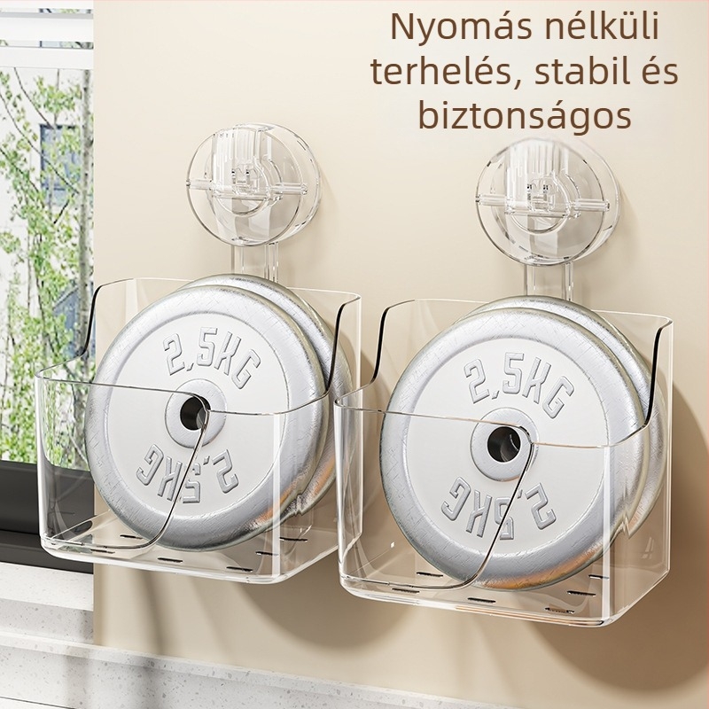 Falon rögzíthető konyhai tároló szívócsészével, PET anyag, fűszertartó üvegekhez, fúrás nélkül