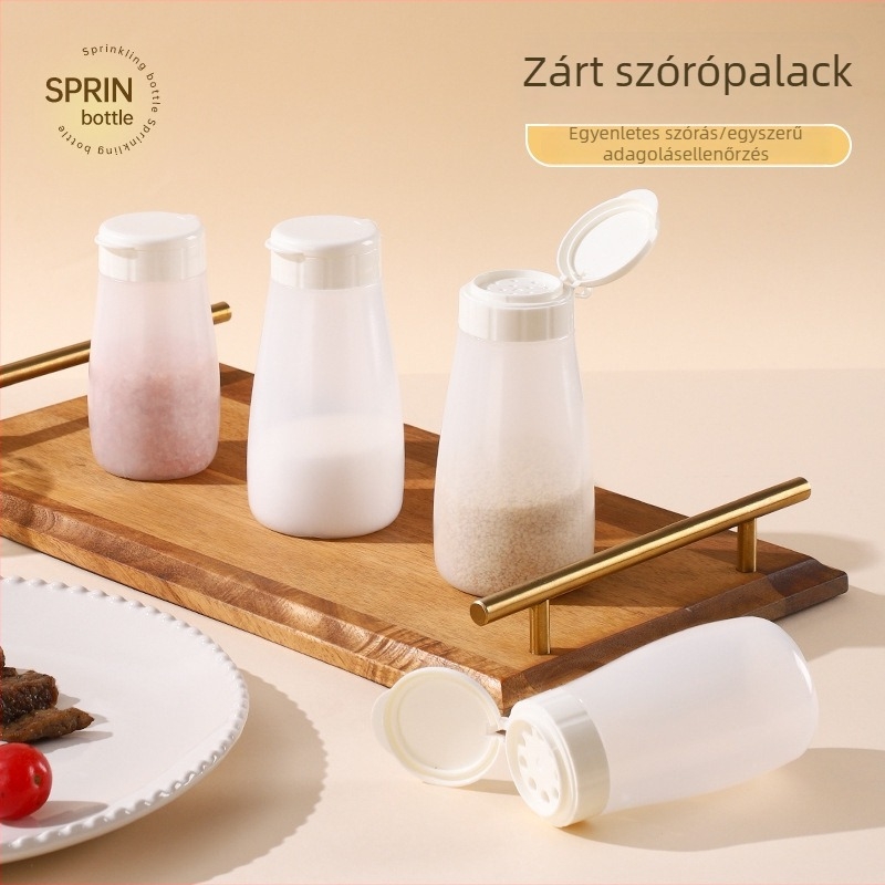 Műanyag fűszertartó üveg nagy lyukú szezámszóróval, zárható, otthoni és kereskedelmi konyhához