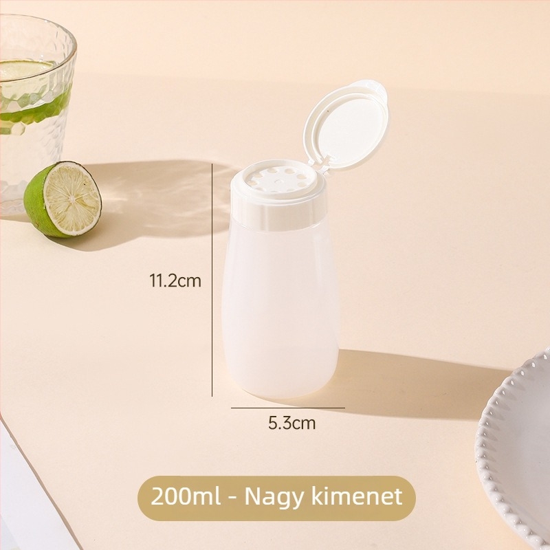 Műanyag fűszertartó üveg nagy lyukú szezámszóróval, zárható, otthoni és kereskedelmi konyhához