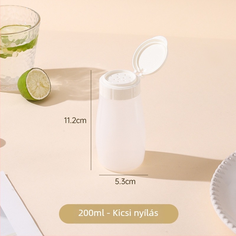 Műanyag fűszertartó üveg nagy lyukú szezámszóróval, zárható, otthoni és kereskedelmi konyhához