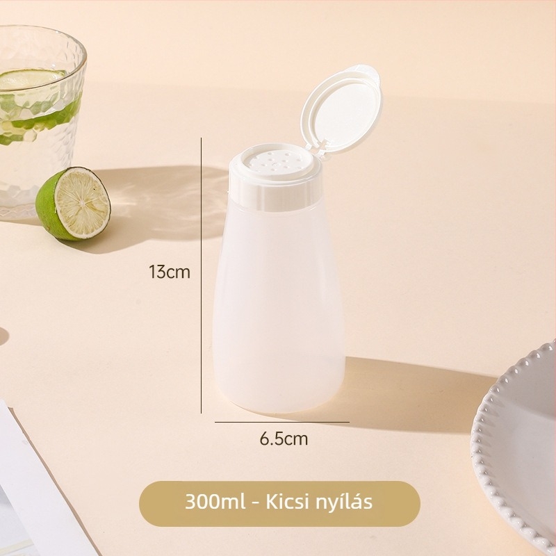 Műanyag fűszertartó üveg nagy lyukú szezámszóróval, zárható, otthoni és kereskedelmi konyhához