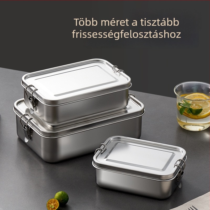 304 rozsdamentes acél négyszögletes ebédes doboz fedéllel