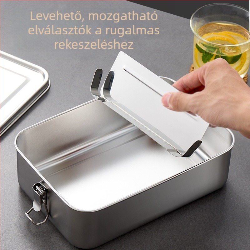304 rozsdamentes acél négyszögletes ebédes doboz fedéllel