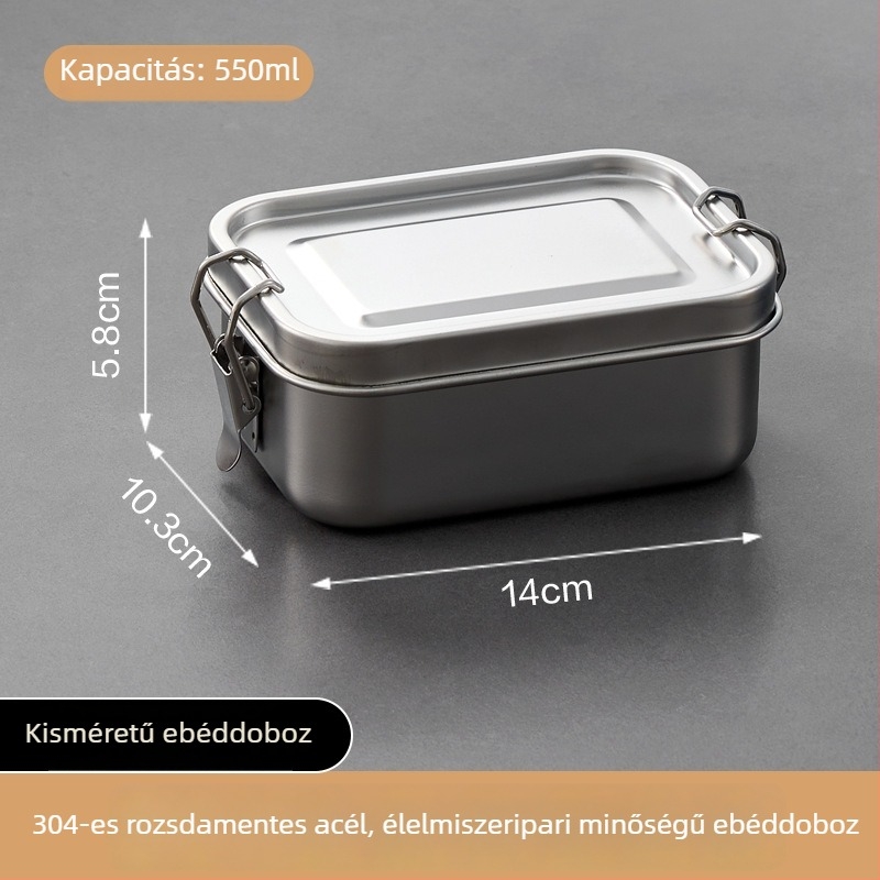 304 rozsdamentes acél négyszögletes ebédes doboz fedéllel