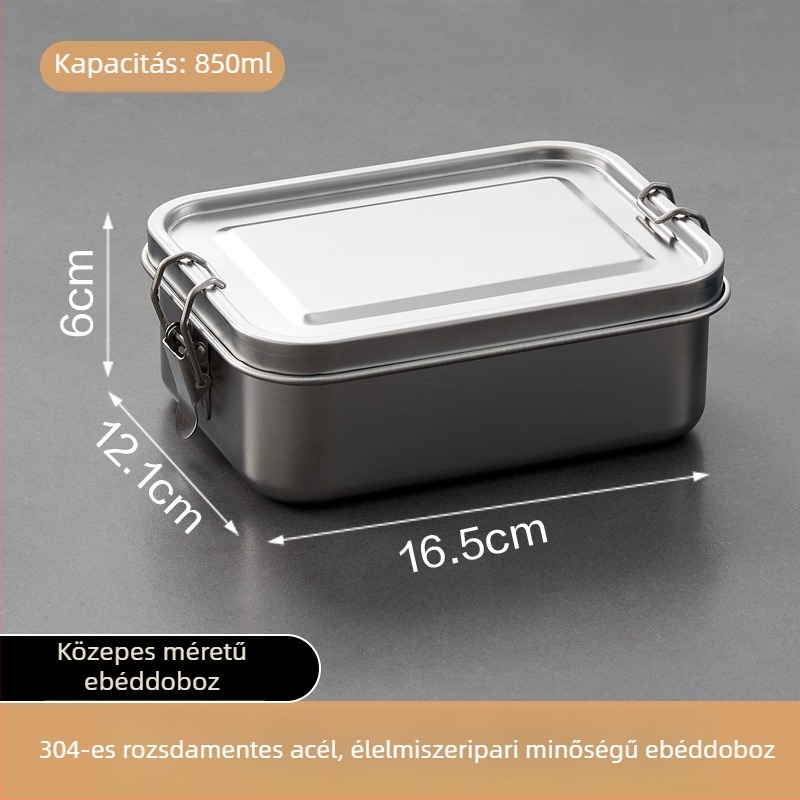 304 rozsdamentes acél négyszögletes ebédes doboz fedéllel