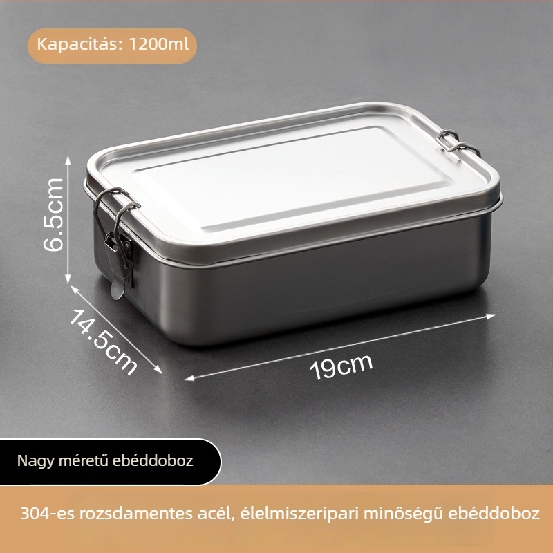 304 rozsdamentes acél négyszögletes ebédes doboz fedéllel