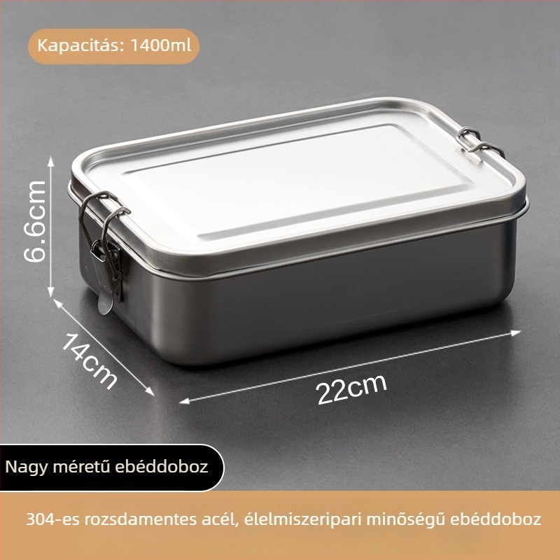 304 rozsdamentes acél négyszögletes ebédes doboz fedéllel