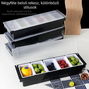 Műanyag tárolórekesz gyümölcsök és fűszerek számára, bárpulthoz, szilárd fűszerrekeszekkel, modern minimalista dizájn, kiváló minőség