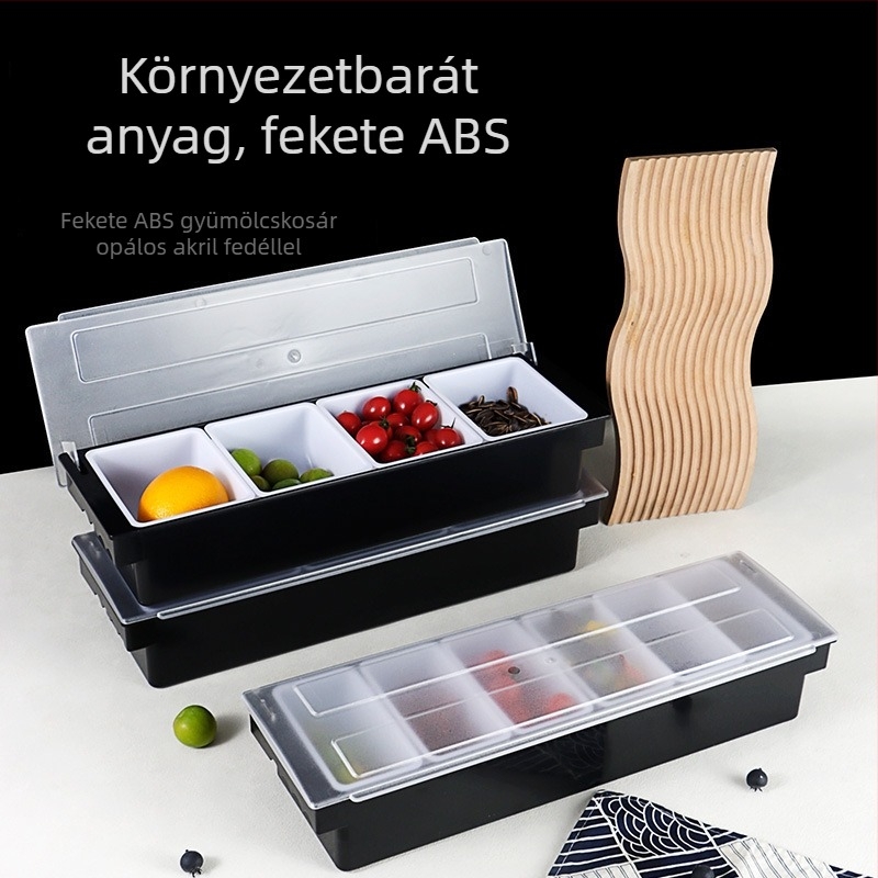 Műanyag tárolórekesz gyümölcsök és fűszerek számára, bárpulthoz, szilárd fűszerrekeszekkel, modern minimalista dizájn, kiváló minőség