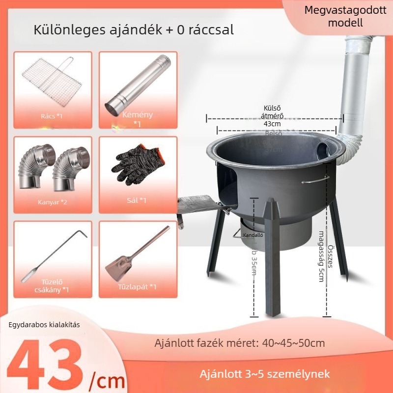 Mini fatüzelésű kályha, ultra vastag falakkal, hordozható, új modell a Powerful Factory-től