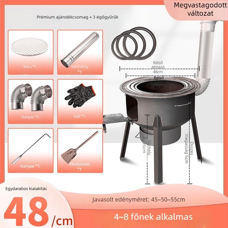 Mini fatüzelésű kályha, ultra vastag falakkal, hordozható, új modell a Powerful Factory-től