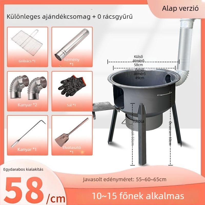 Mini fatüzelésű kályha, ultra vastag falakkal, hordozható, új modell a Powerful Factory-től
