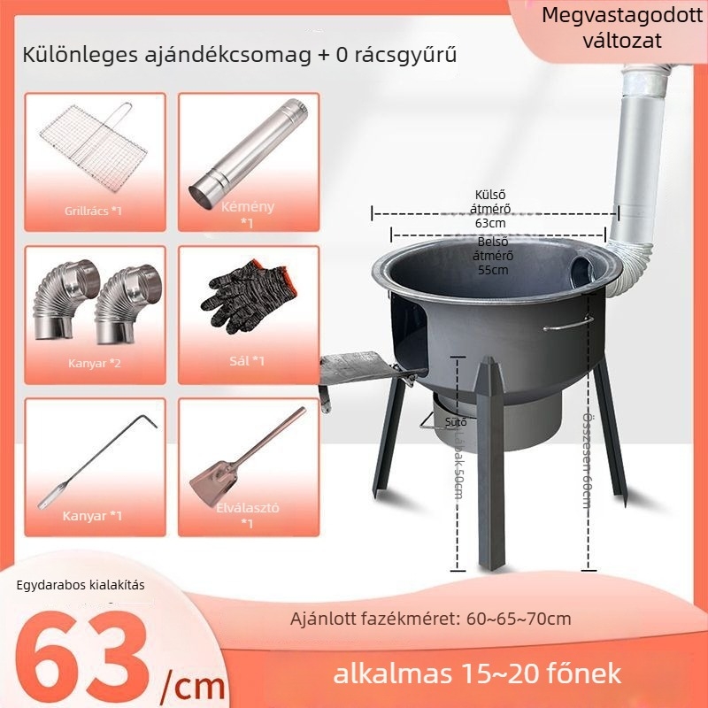 Mini fatüzelésű kályha, ultra vastag falakkal, hordozható, új modell a Powerful Factory-től