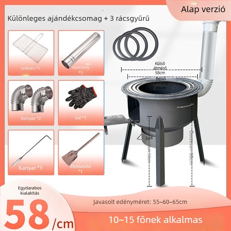 Mini fatüzelésű kályha, ultra vastag falakkal, hordozható, új modell a Powerful Factory-től