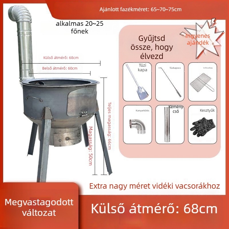 Mini fatüzelésű kályha, ultra vastag falakkal, hordozható, új modell a Powerful Factory-től