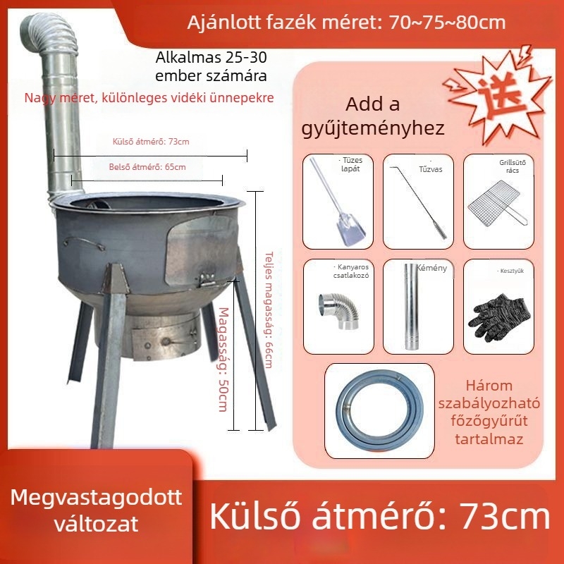 Mini fatüzelésű kályha, ultra vastag falakkal, hordozható, új modell a Powerful Factory-től