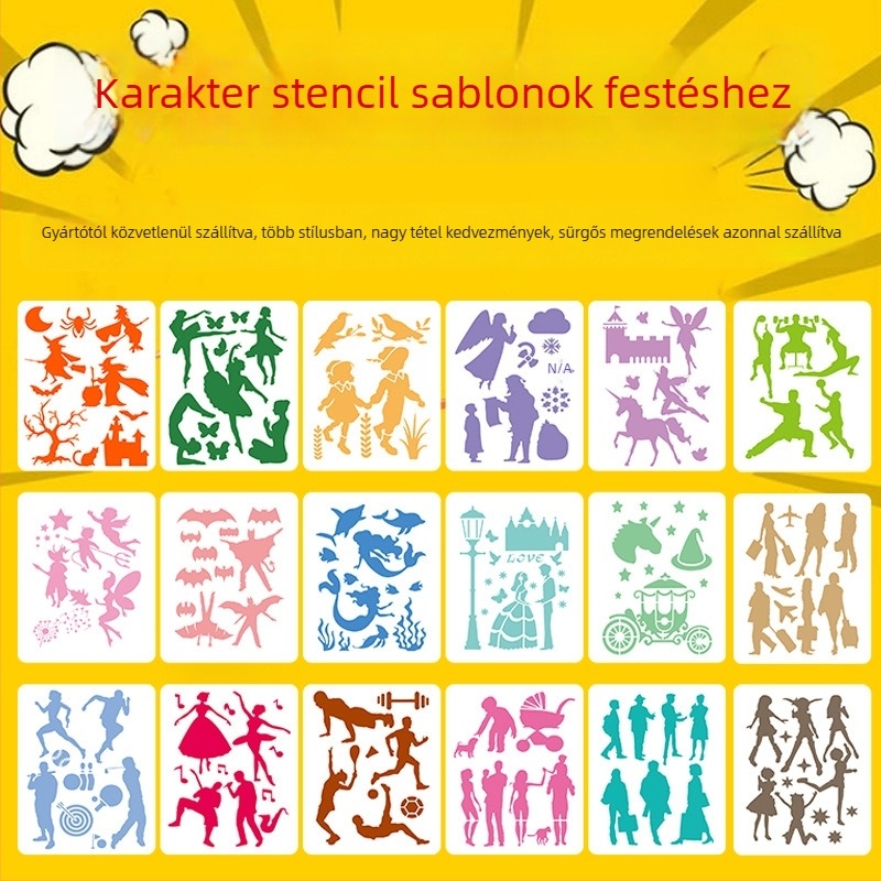 Háziállat karakteres sablon faliképhez – üreges DIY sablon, PET anyag; márka Other; nem importált; IP engedély nélkül