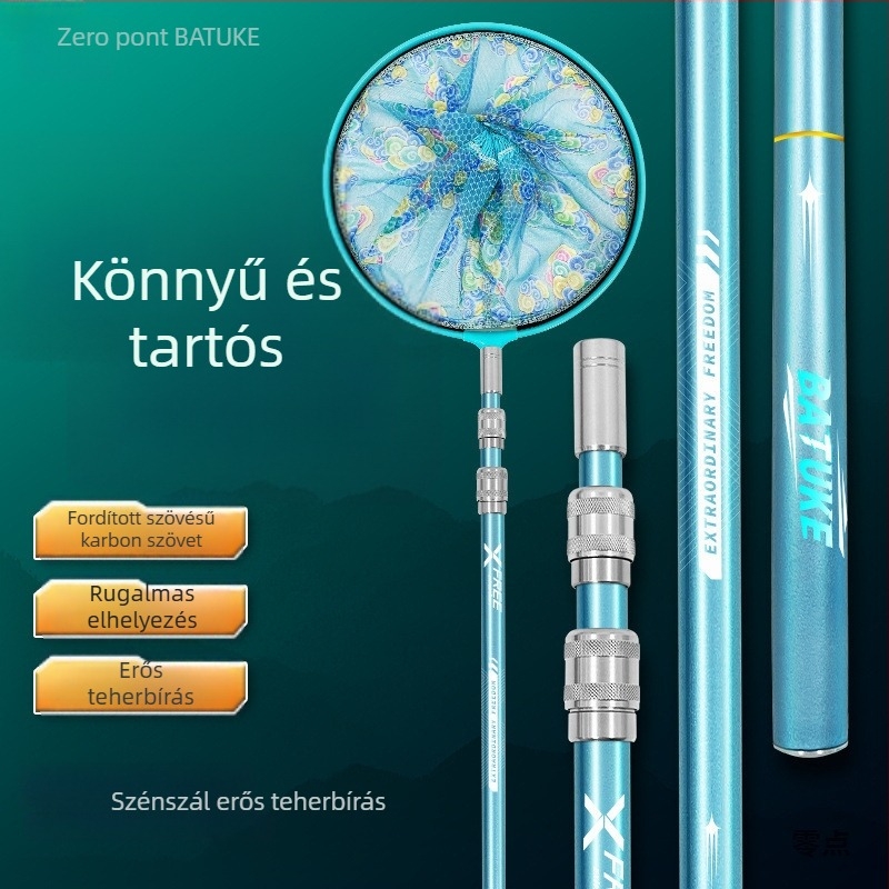 Teleszkópos szénszálas halászhálóbot