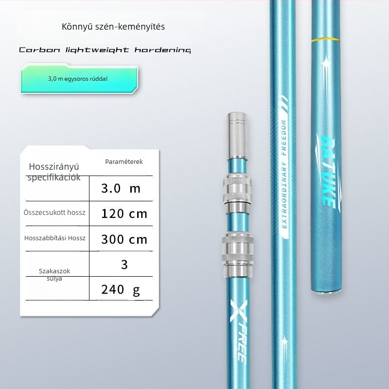 Teleszkópos szénszálas halászhálóbot