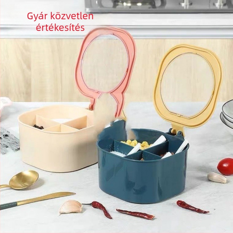Konyhai fűszers üveg és tároló doboz több rekesszel — kreatív, aranyos fűszeres szervező