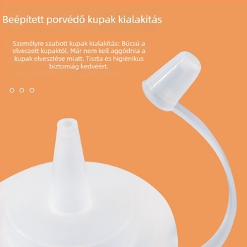 Műanyag konyhai nyomóflaska fedővel és mérőskálával ketchuphez, salátaöntethez és lekvárhoz