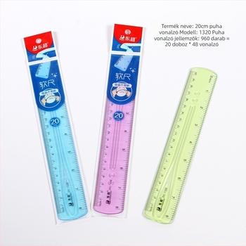 1320 puha műanyag egyenes vonalzó – hajlékony, 200 g nettó tömeg, logó nyomtatás elérhető