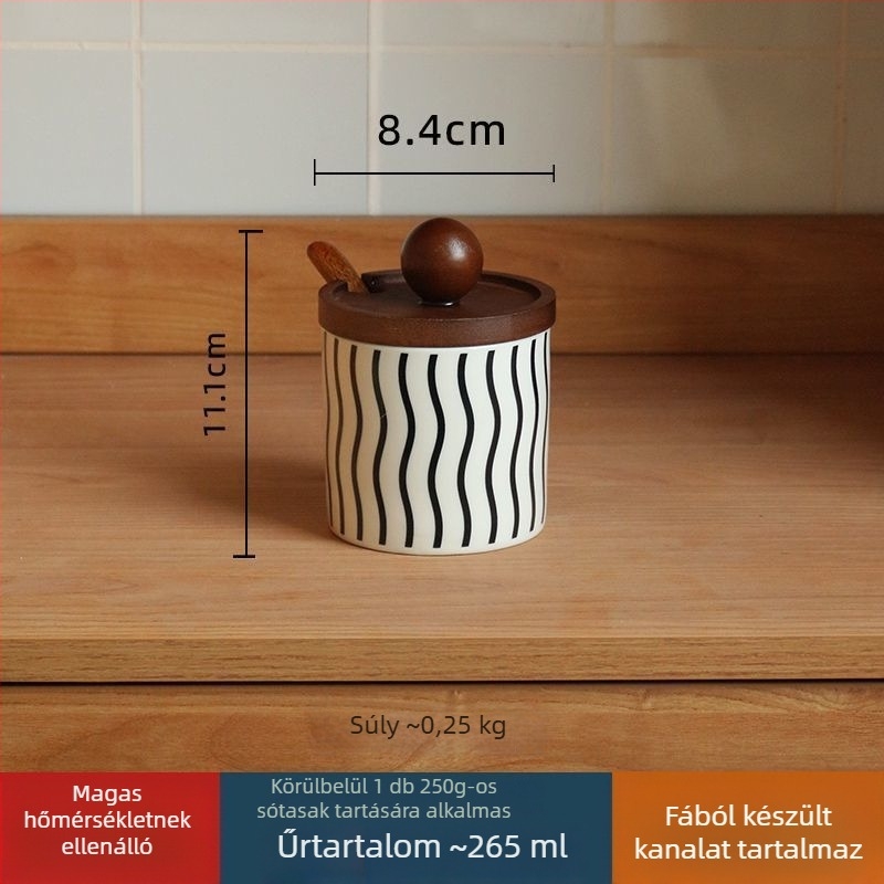 Kerámia konyhai fűszerkészlet só- és chili-tartókkal, kanállal és MSG-tárolóval