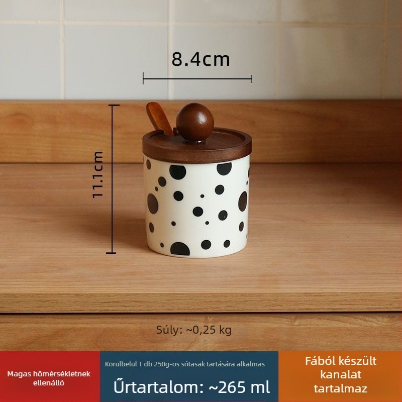 Kerámia konyhai fűszerkészlet só- és chili-tartókkal, kanállal és MSG-tárolóval